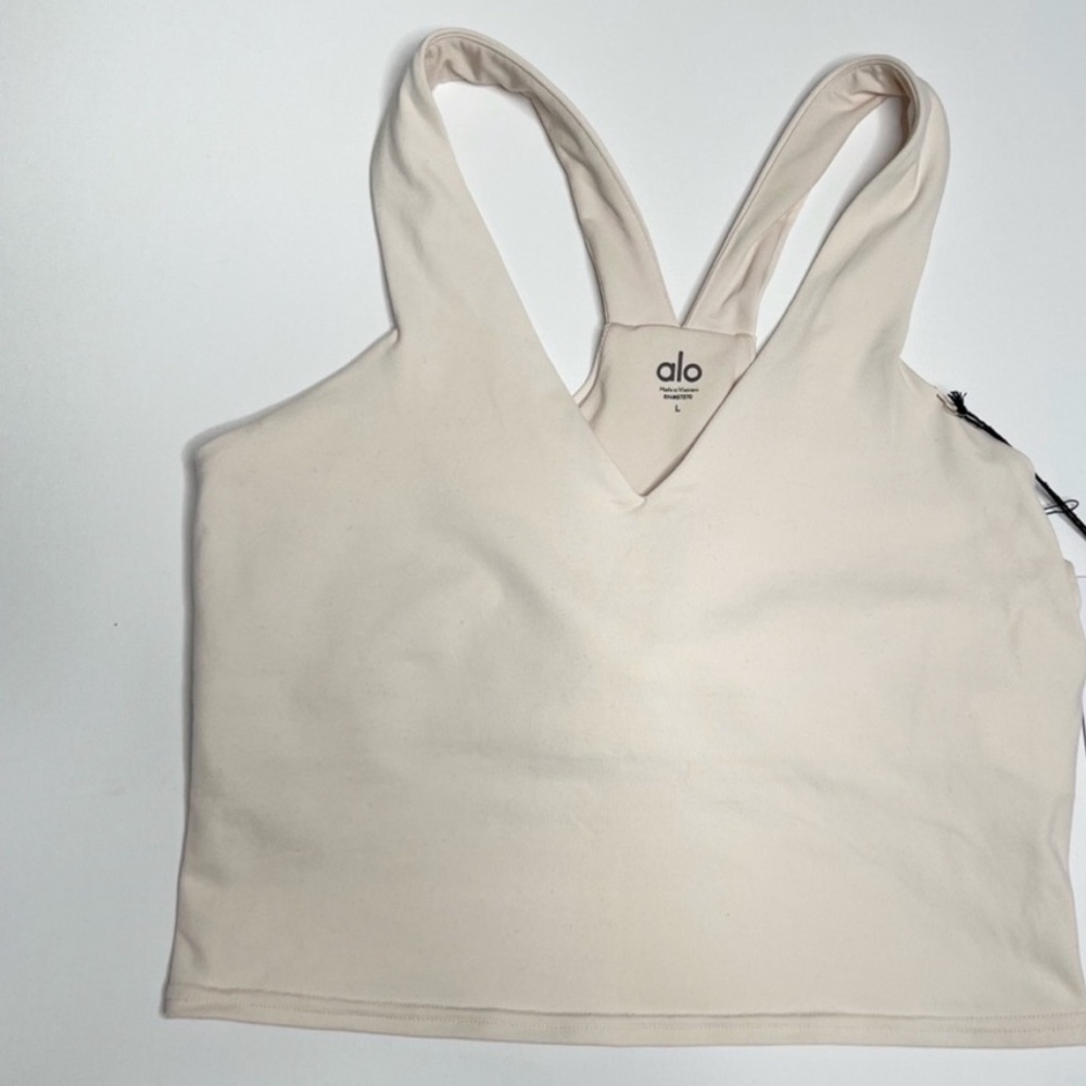 ALO Yoga Beige V-Neck Top